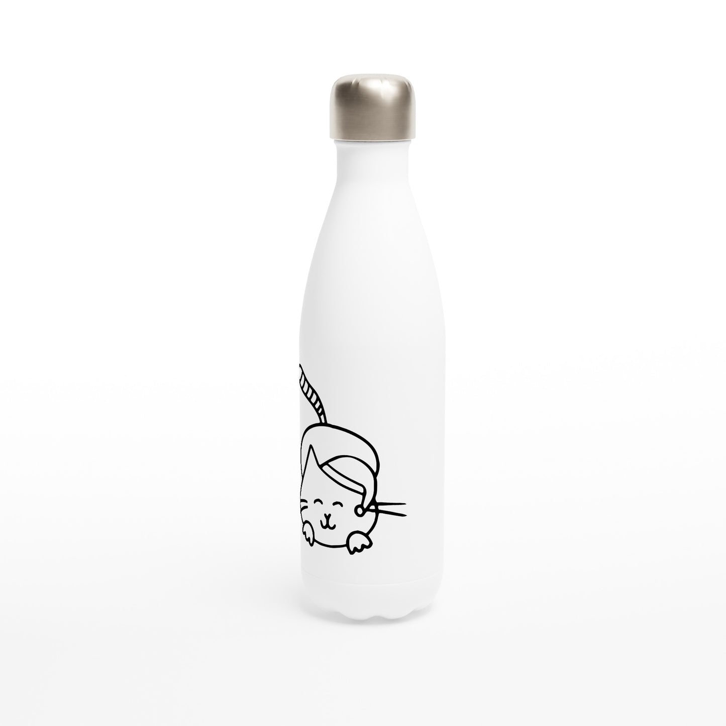 Weiße Edelstahl-Wasserflasche – stilvoll, langlebig und umweltfreundlich. Perfekt für kalte und heiße Getränke, BPA-frei und wiederverwendbar.