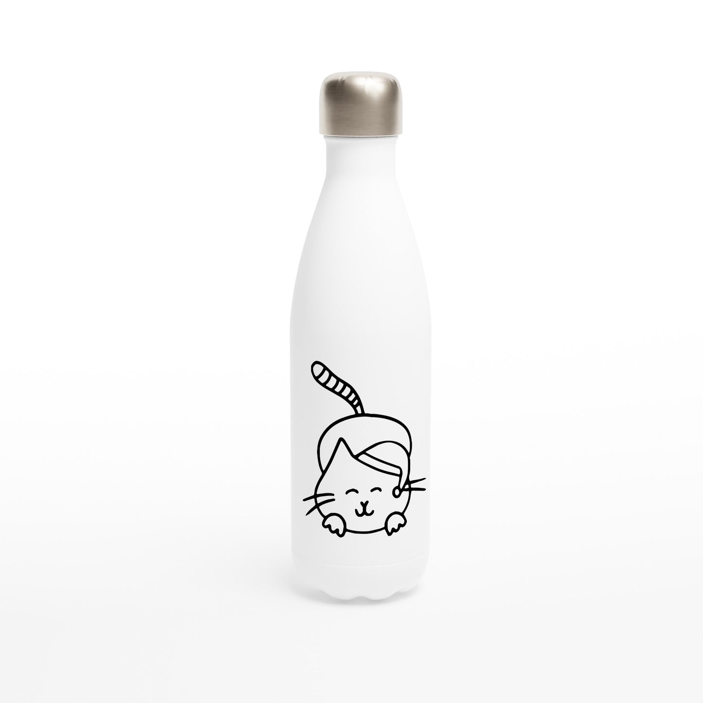 Weiße Edelstahl-Wasserflasche – stilvoll, langlebig und umweltfreundlich. Perfekt für kalte und heiße Getränke, BPA-frei und wiederverwendbar.