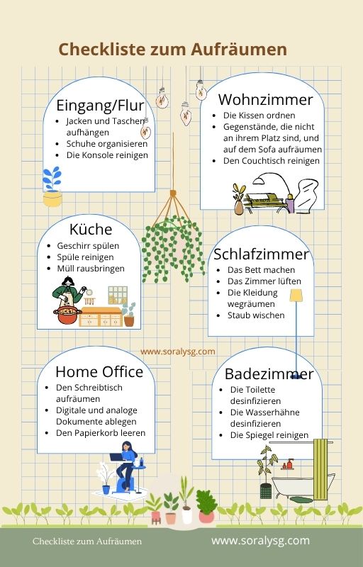 Checkliste zum Aufräumen – Praktische und übersichtliche Vorlage zum Organisieren