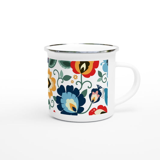 Emaille Tasse-Kreative Tasse- Tassen für die familie- Tassen mit Blumen motiven -