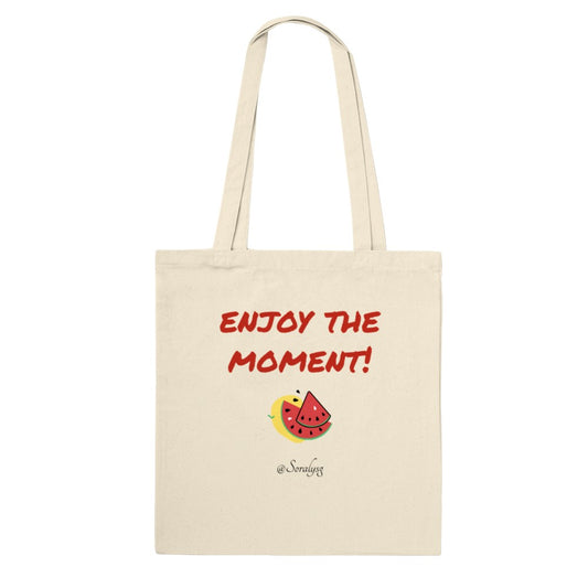 Tragetasche mit Wassermelonen-Motiv -enjoy the moment-Baumwolltasche-City Bag- Tote Bags-Originelle Geschenkideen